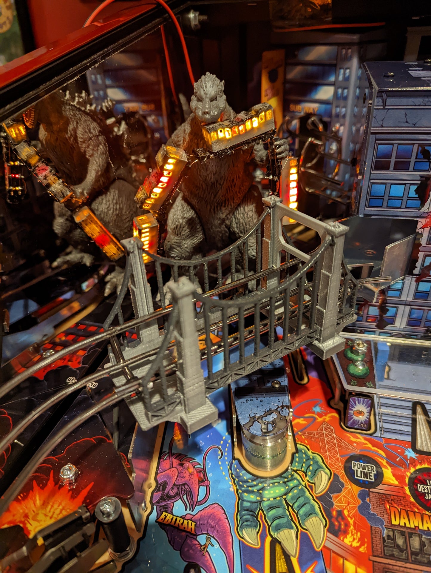 Godzilla Pinball Interactive Godzilla with Trains