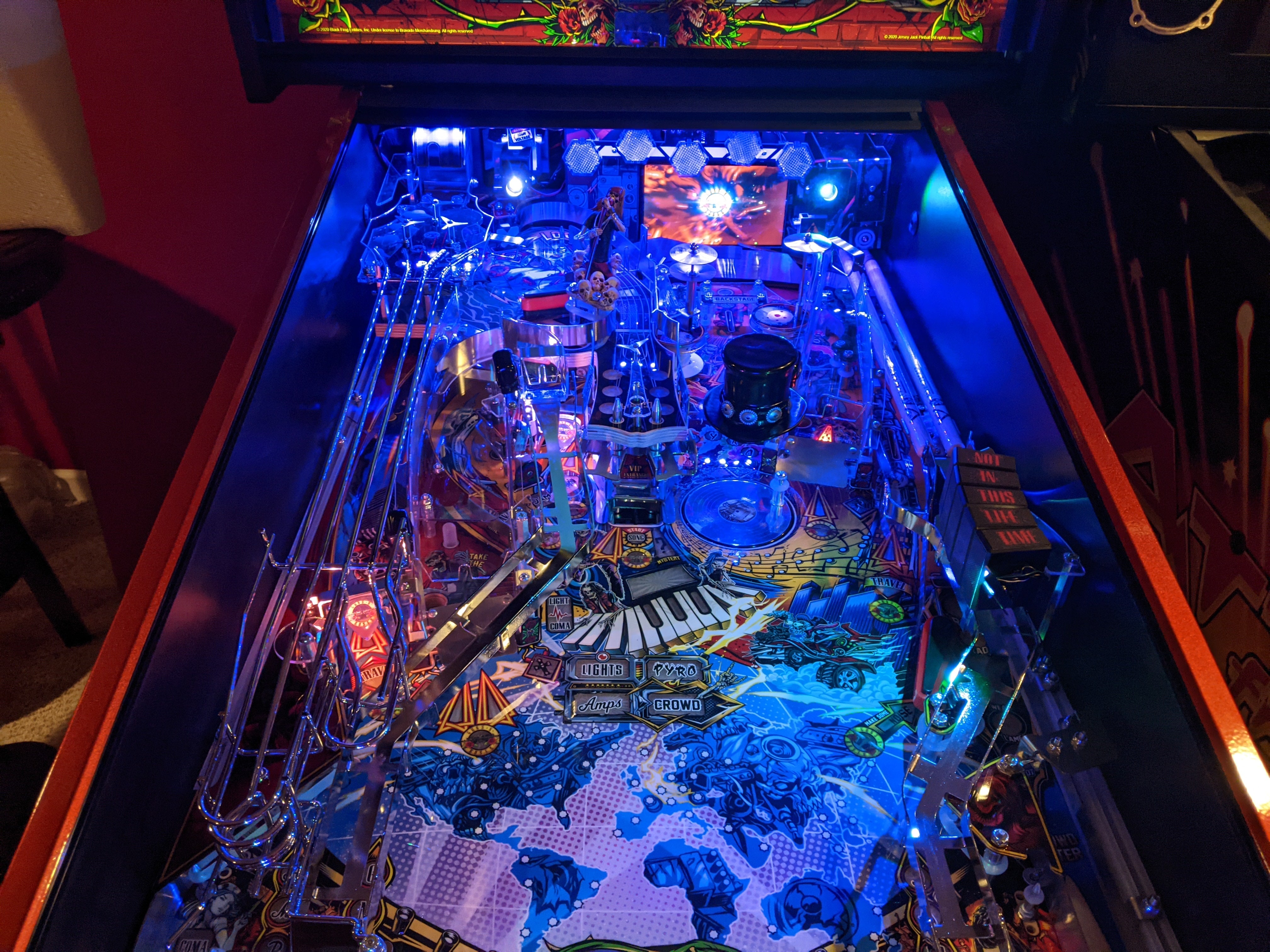Pinball Backboard Guns N' Roses, JJP Pinball RGB LED Strip Backboard/Trough Combo ...