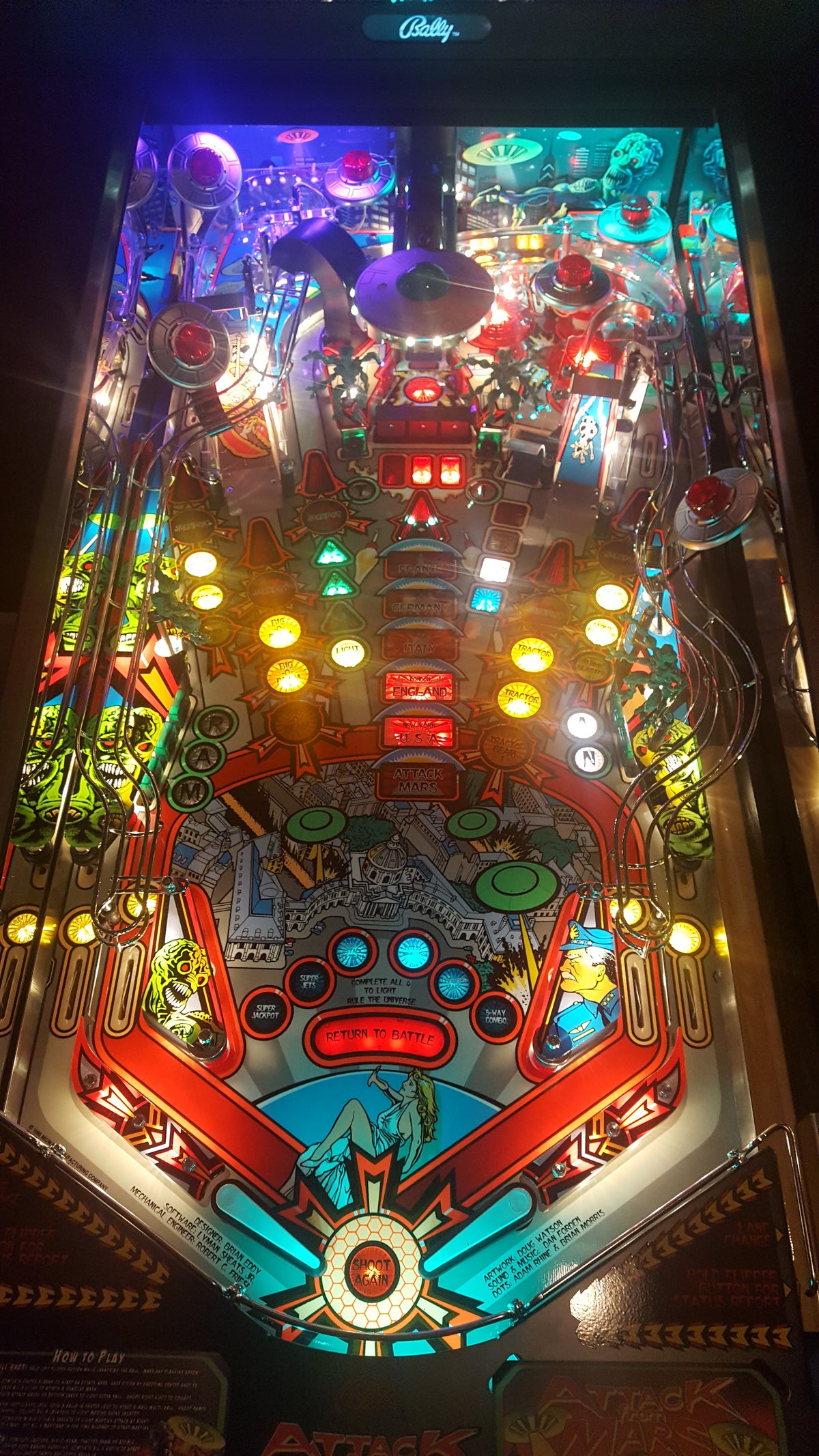 Pinball Backboard Attack From Mars REMAKE Pinball LED Strip Backboard and Trough Light C ...