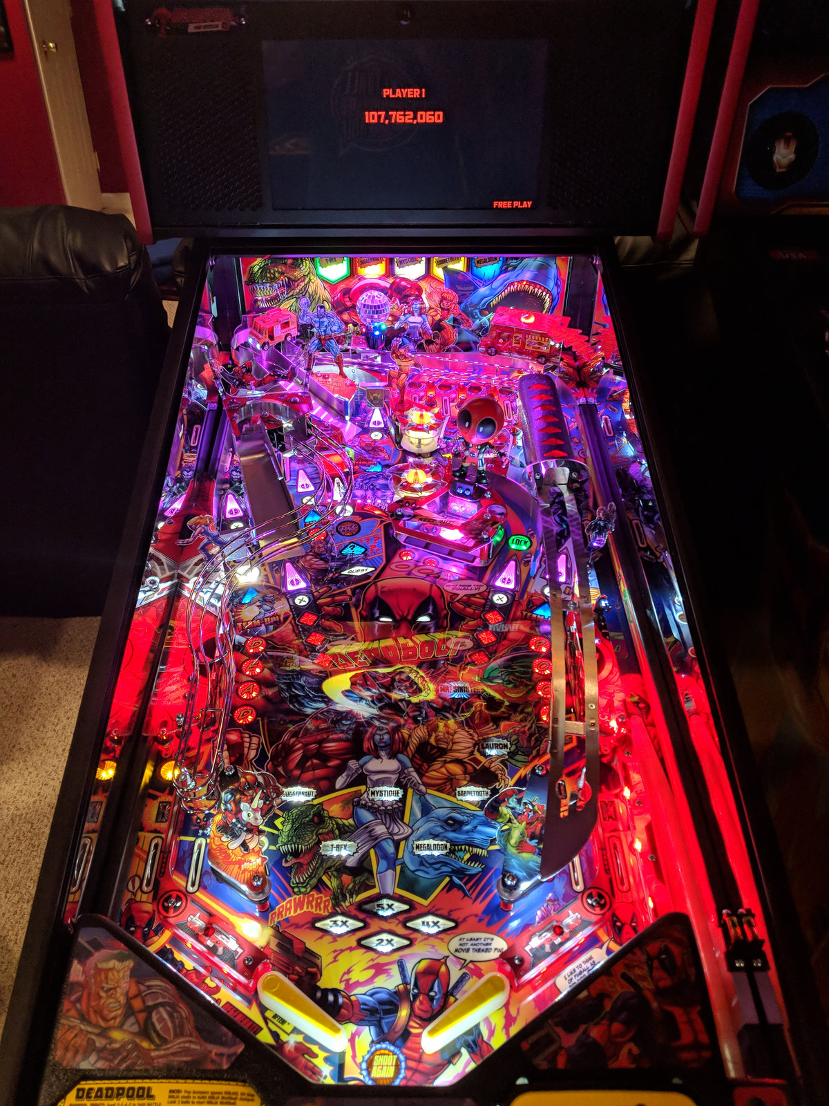 Pinball Backboard Deadpool Pinball LED Strip Backboard Light Kit – Lermods Pinball ...