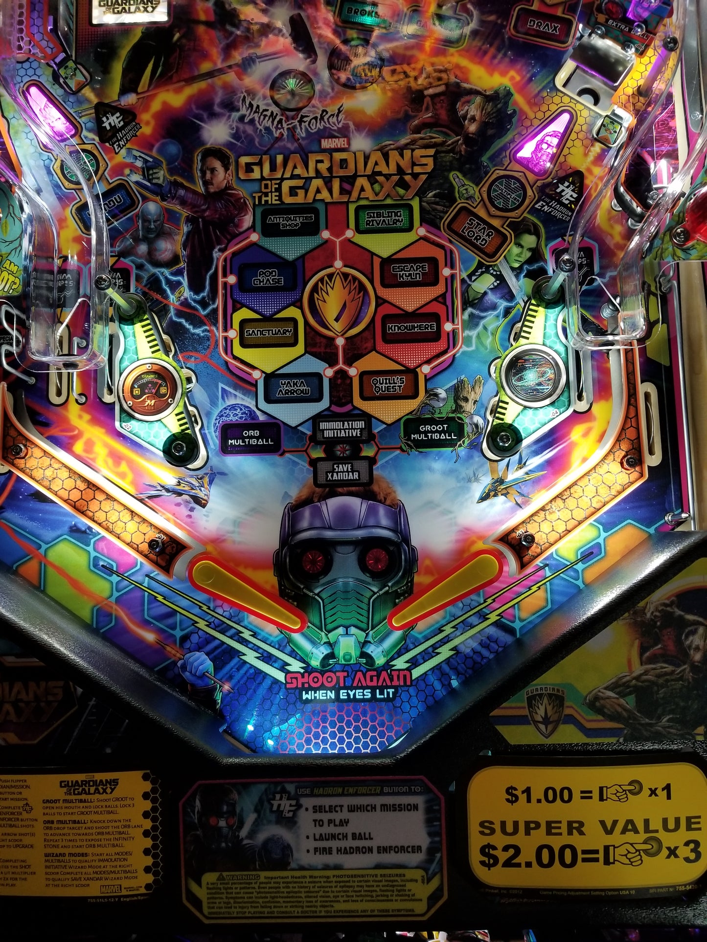 Guardians of the Galaxy Pinball LED Strip RGB Backboard and RGB Trough Light Combo