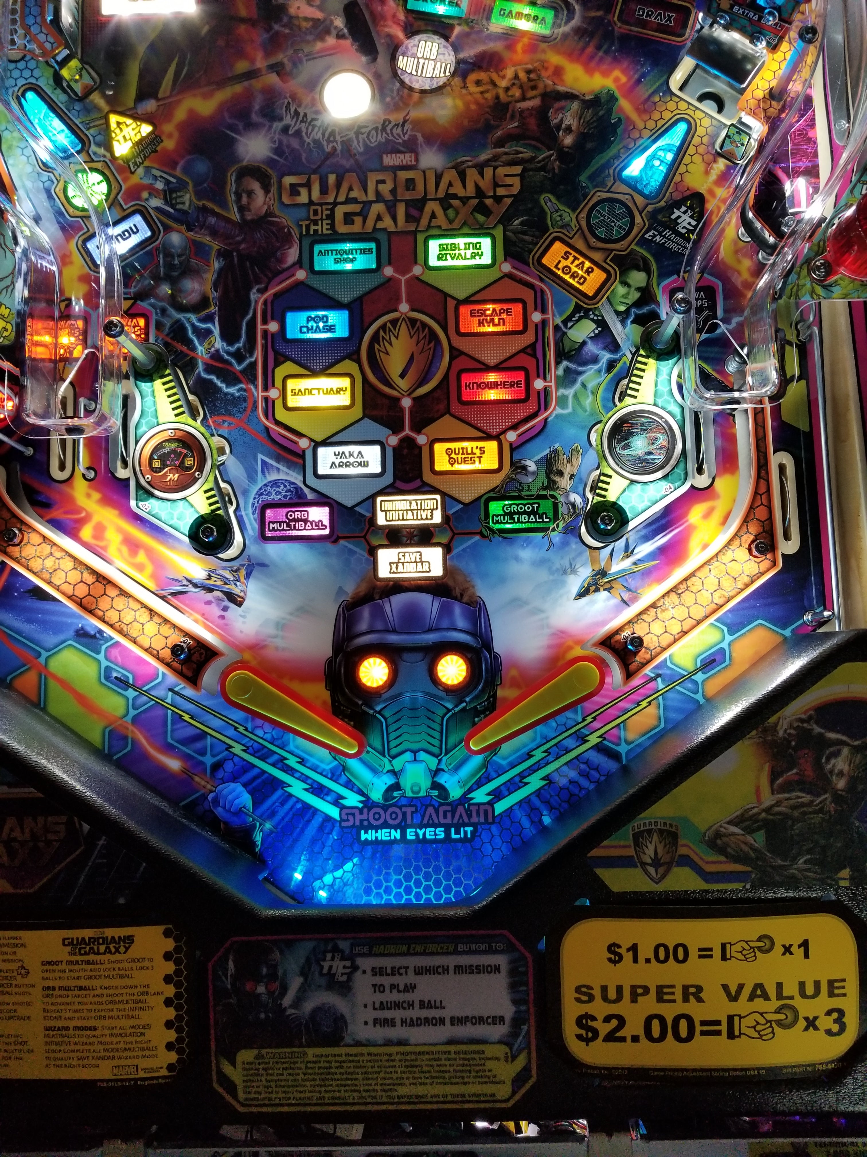 Pinball Backboard Guardians of the Galaxy Pinball LED Strip RGB Backboard and RGB Trough ...