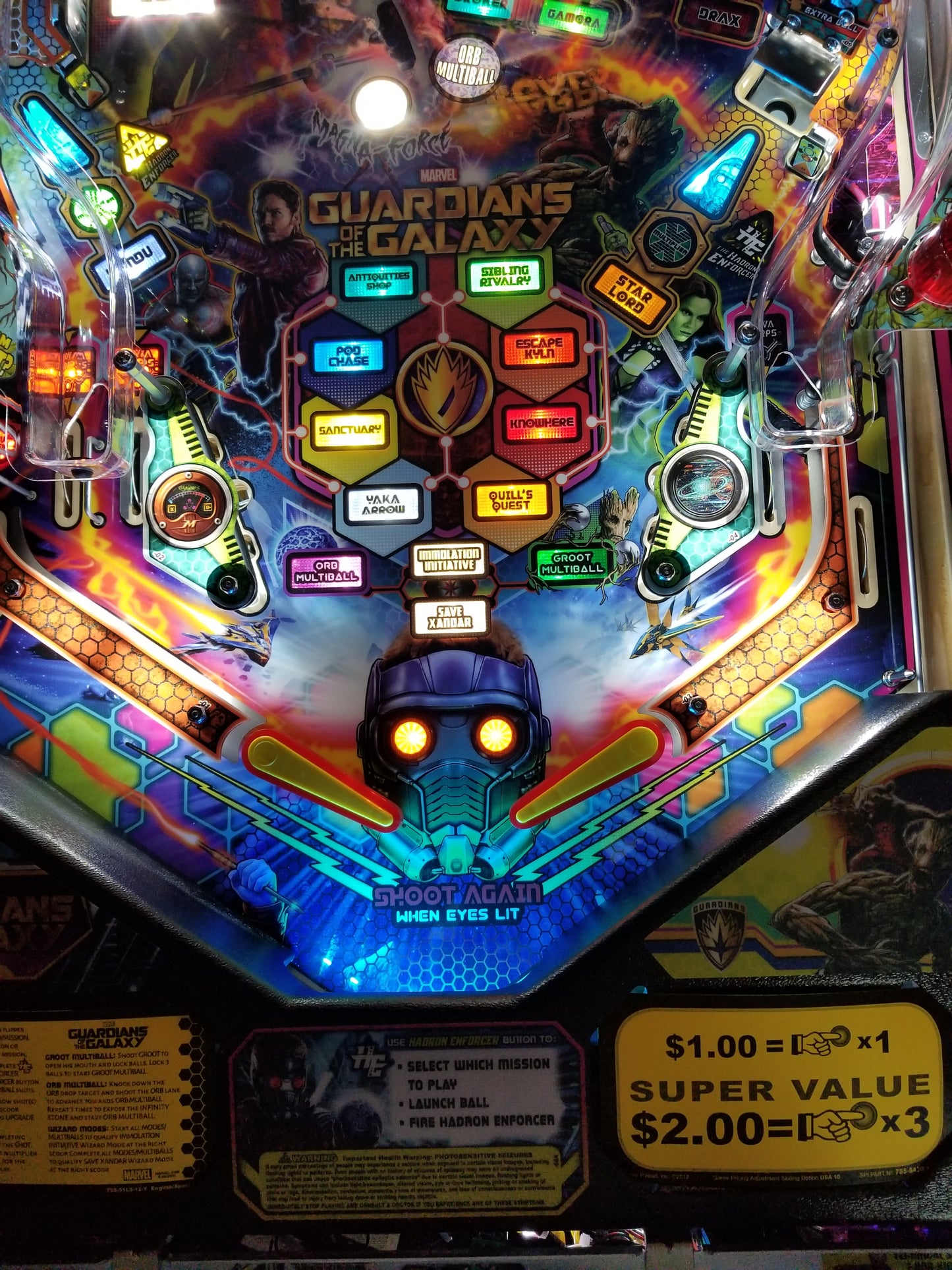 Guardians of the Galaxy Pinball LED Strip RGB Backboard and RGB Trough Light Combo